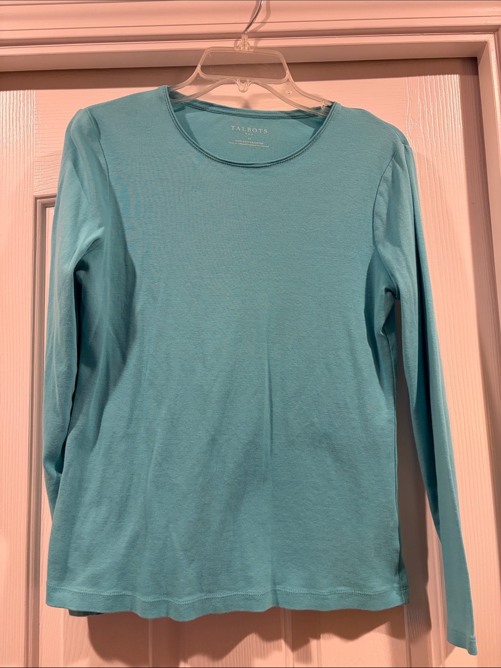 Talbots Long Sleeve Crewneck Tee Aqua like new size M